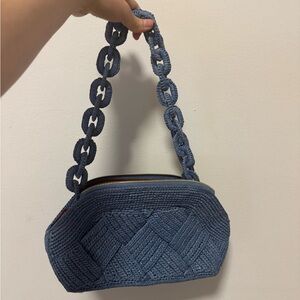 Sezane Isabelle Braided Blue raffia Bag